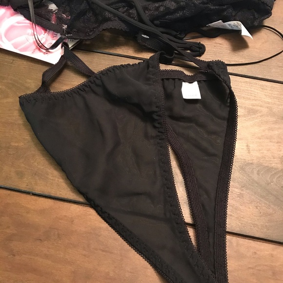 Cinema Etoile Seductive Wear Black Matching Babydoll & Thong Set Size Large NWT - Picture 5 of 6